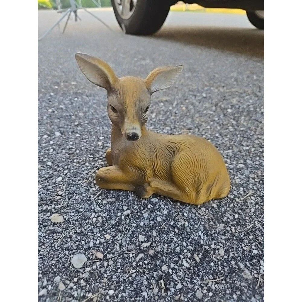 Vintage Flocking Deer Fawn figurine 6inch -made in Japan